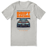 Yūjin Clothing Drift Racing Car T-Shirt featuring a graphic print of a sleek racing car on a casual cotton tee