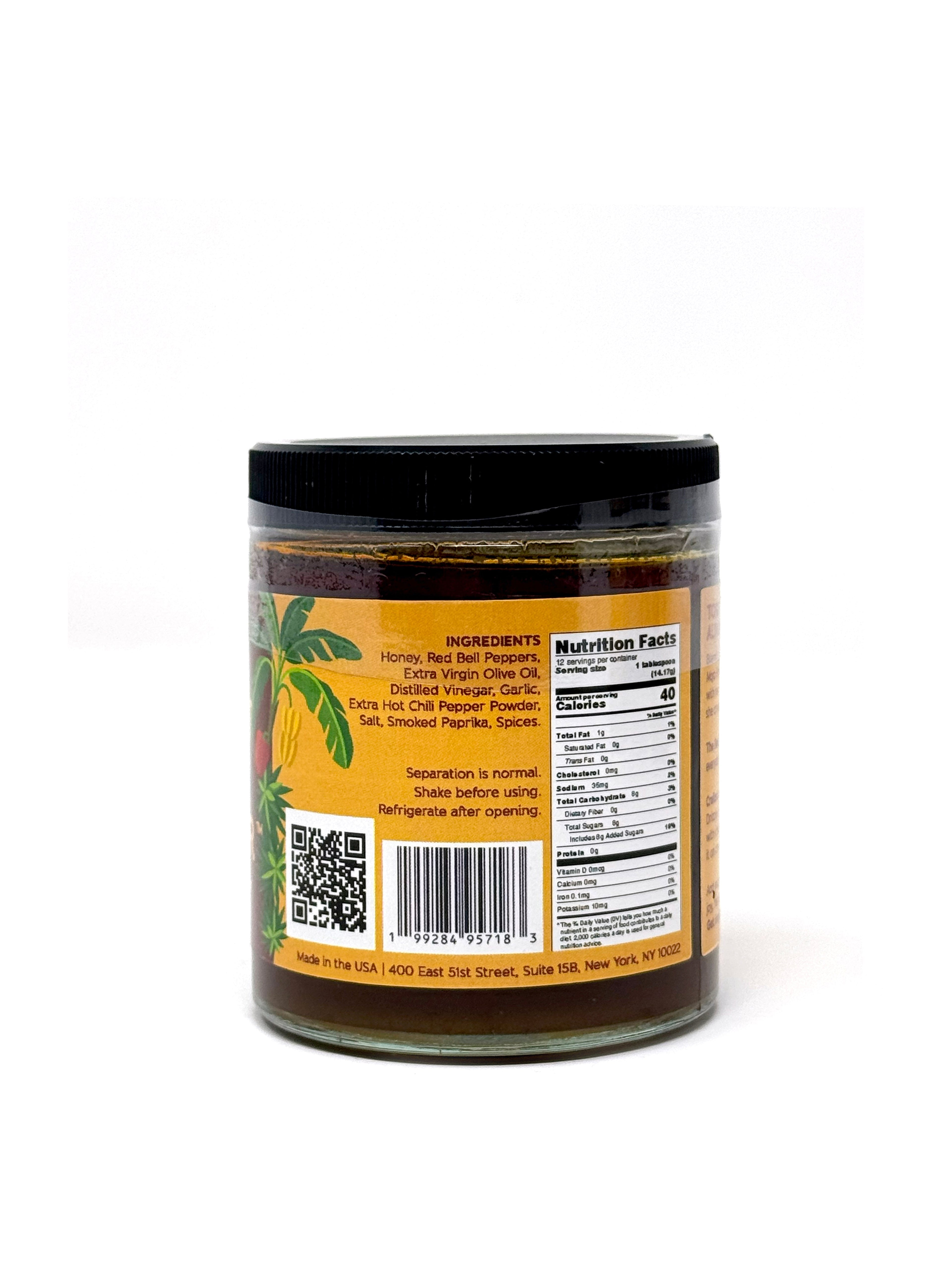 Bottle of Simrancooks Red Hot Honey Drizzler with spicy and sweet hot honey drizzle, showcasing the product&