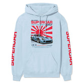 Japanese Supercar Hoodie by Yūjin Clothing featuring a stylish design, comfortable fit, and vibrant graphics on soft fabric.