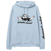 Yūjin Clothing Maybe Never hoodie featuring a comfortable fit, casual style, and a minimalist design in soft fabric.