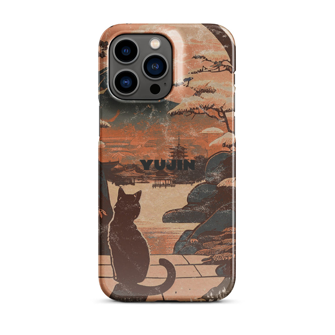 Japanese Cat iPhone Snap Case by Yūjin Clothing featuring a minimalist cat design on a clear protective phone cover.