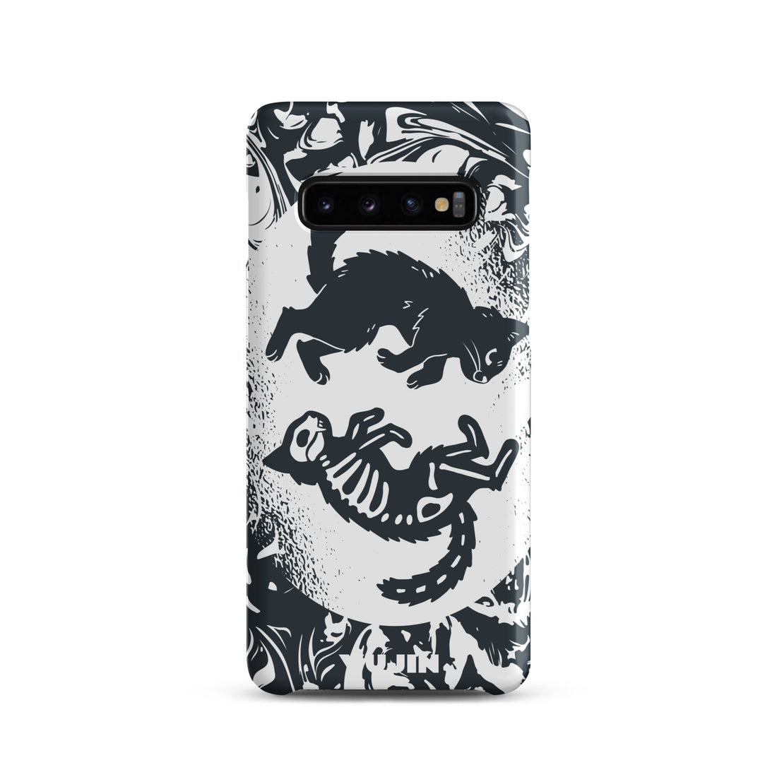 Yūjin Clothing Circle Of Life Cat Samsung phone case with a vibrant, artistic design featuring a cat and circular patterns.
