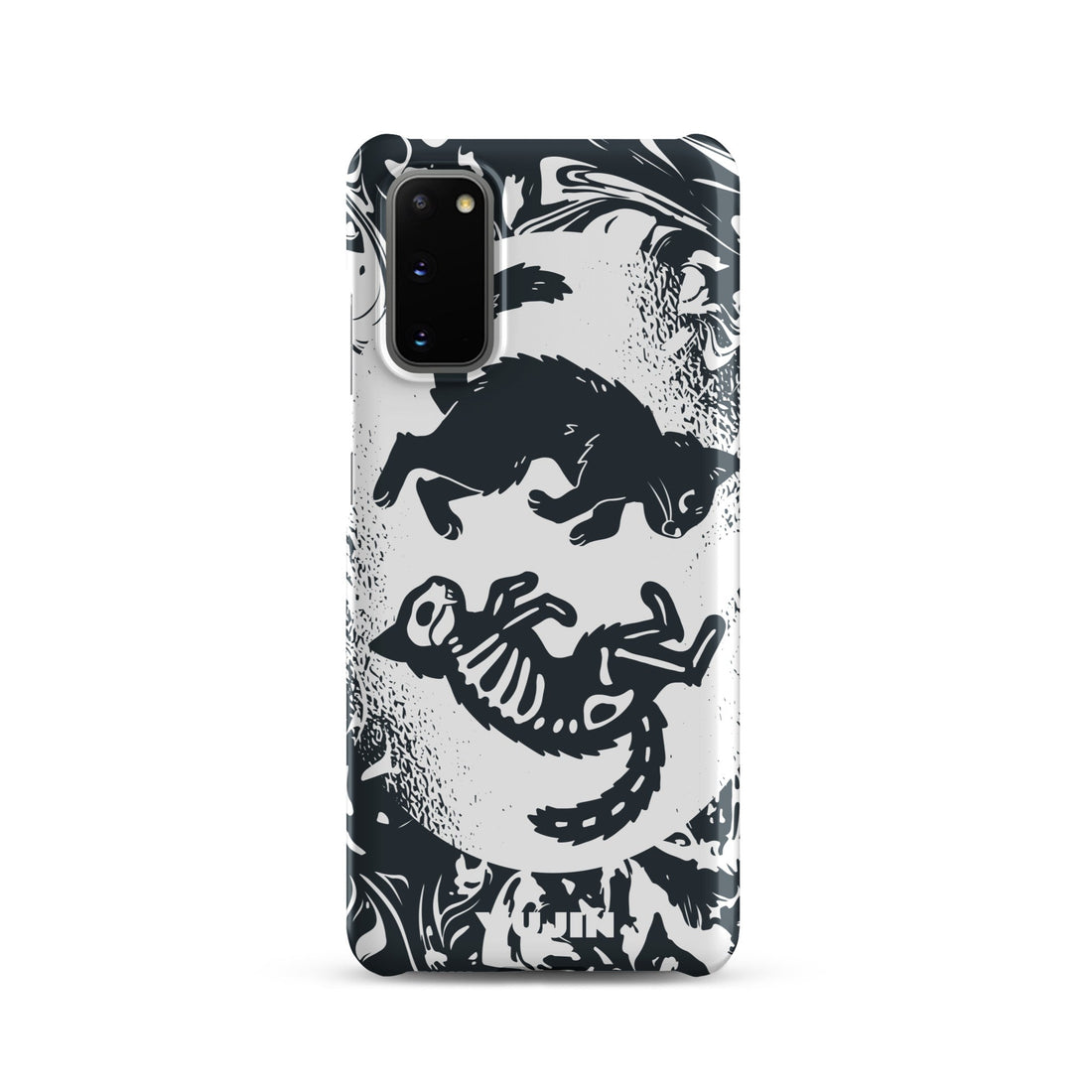 Yūjin Clothing Circle Of Life Cat Samsung® Snap Case showing a detailed design of a cat within a circular motif on a phone case.