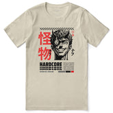 Black Hardcore Anime T-Shirt by Yūjin Clothing featuring bold anime-inspired graphics on soft cotton fabric.