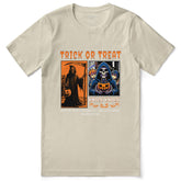 Yūjin Clothing Knock Knock Halloween T-Shirt featuring spooky graphic design and comfortable fabric for festive wear.