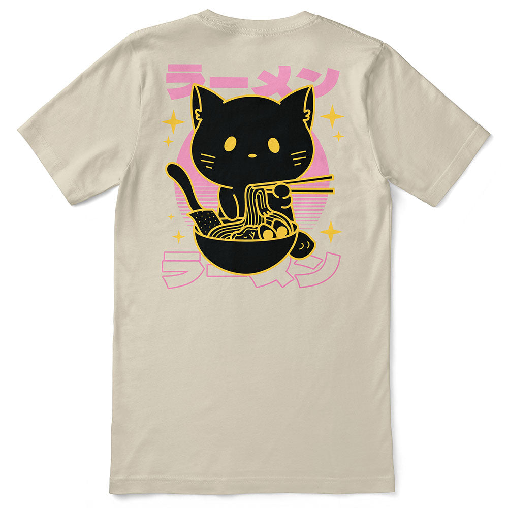 Neo Cat T-Shirt by Yūjin Clothing featuring a stylish cat graphic on a comfortable casual T-shirt.