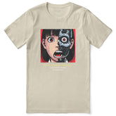 Yūjin Clothing Cyborg Girl T-Shirt featuring a futuristic girl with cybernetic enhancements on a casual cotton tee