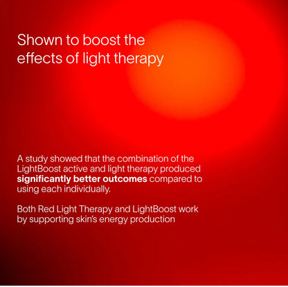 Solawave Light Therapy Boosting Wand with activating serum for skincare, showing the sleek handheld device and serum container.