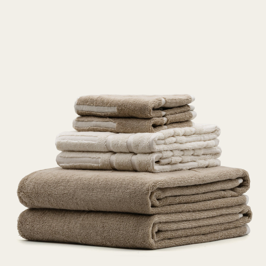 Set of two Sorrel Australian cotton towels by Italic, showing soft, plush fabric with a clean, white design.