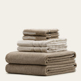 Set of two Sorrel Australian cotton towels by Italic, showing soft, plush fabric with a clean, white design.