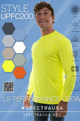 SpectraUSA UPF 50 long sleeve performance crew shirt, lightweight and breathable for sun protection during outdoor activities.