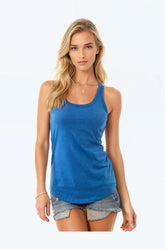 Women’s royal heather Racer Back Tank top by SpectraUSA, featuring a fitted style and athletic design.