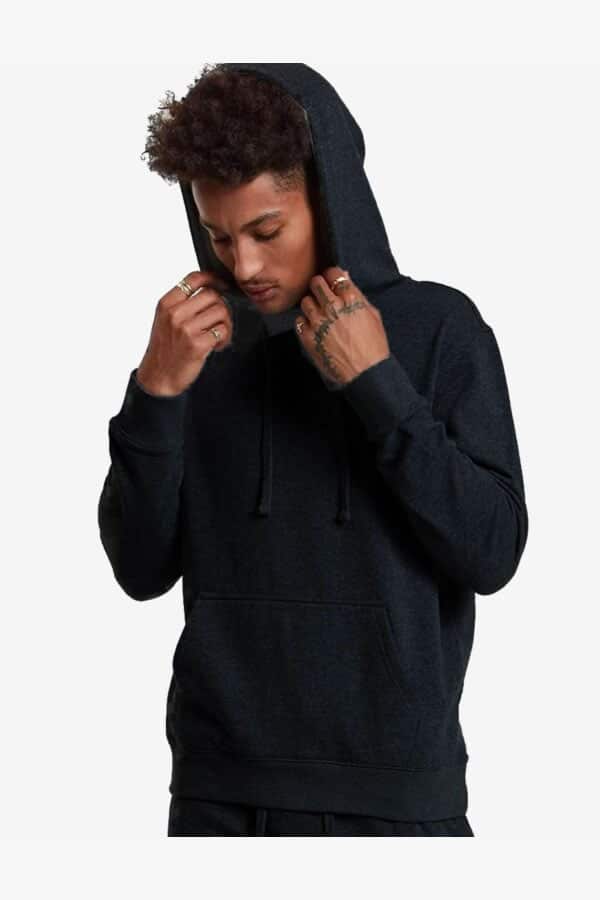 Black heavyweight fleece hoodie by SpectraUSA, featuring a cozy fit and soft fabric, perfect for casual wear.