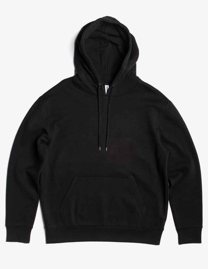 Black heavyweight fleece hoodie from SpectraUSA, featuring a cozy, thick design ideal for warmth and casual wear.