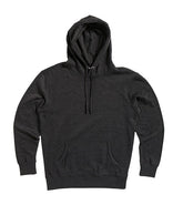 Charcoal Heather fleece hoodie pullover from SpectraUSA with front view, midweight fleece fabric, casual and comfortable design