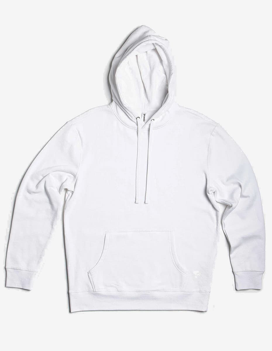 White fleece hoodie pullover for men and women by SpectraUSA, featuring a casual unisex design and a comfortable midweight fit.
