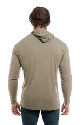 SpectraUSA UPF 50 Performance Long Sleeve Hoody in warm grey, showing the back view with a sleek, fitted design.