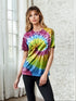 SpectraUSA classic spiral tie-dye T-shirt featuring vibrant, swirling colors on soft cotton fabric.