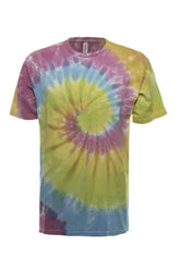 SpectraUSA Classic Spiral Tie-Dye t-shirt featuring a vibrant multicolor spiral design on front, casual unisex tee.
