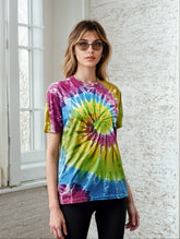 SpectraUSA Classic Spiral Tie-Dye T-shirt featuring vibrant, swirling tie-dye patterns on a casual tee.