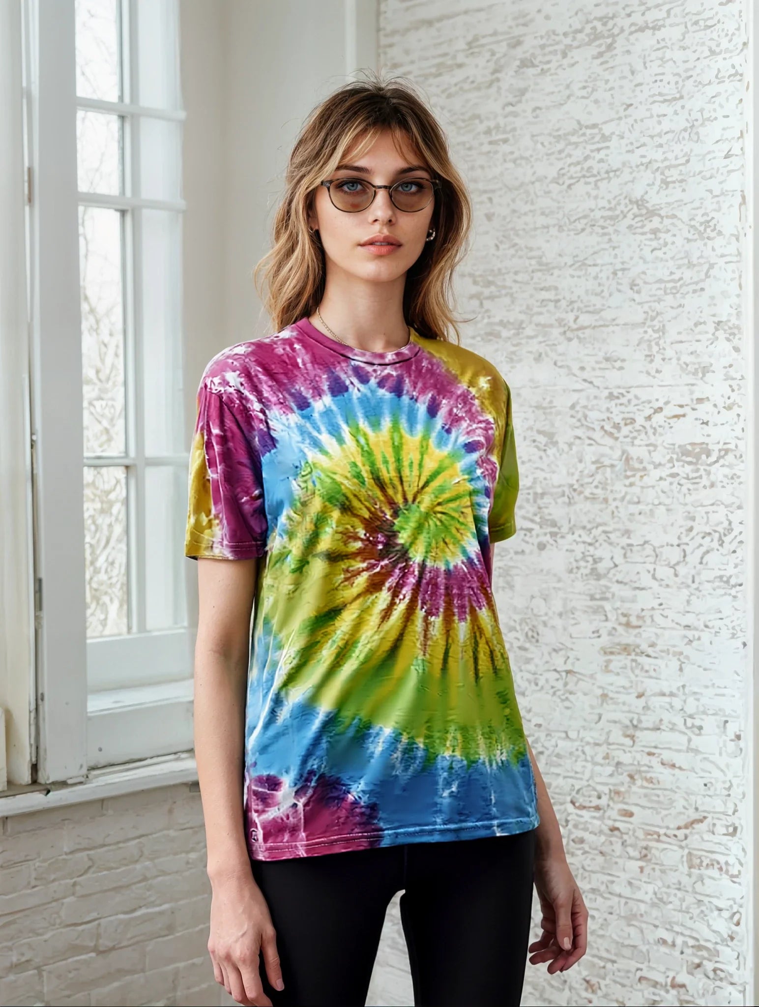 SpectraUSA Classic Spiral Tie-Dye T-shirt featuring vibrant, swirling tie-dye patterns on a casual tee.