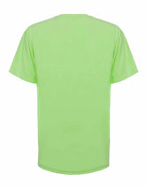 Back view of a neon green SpectraUSA garment dye T-shirt with vibrant color and comfortable fit.