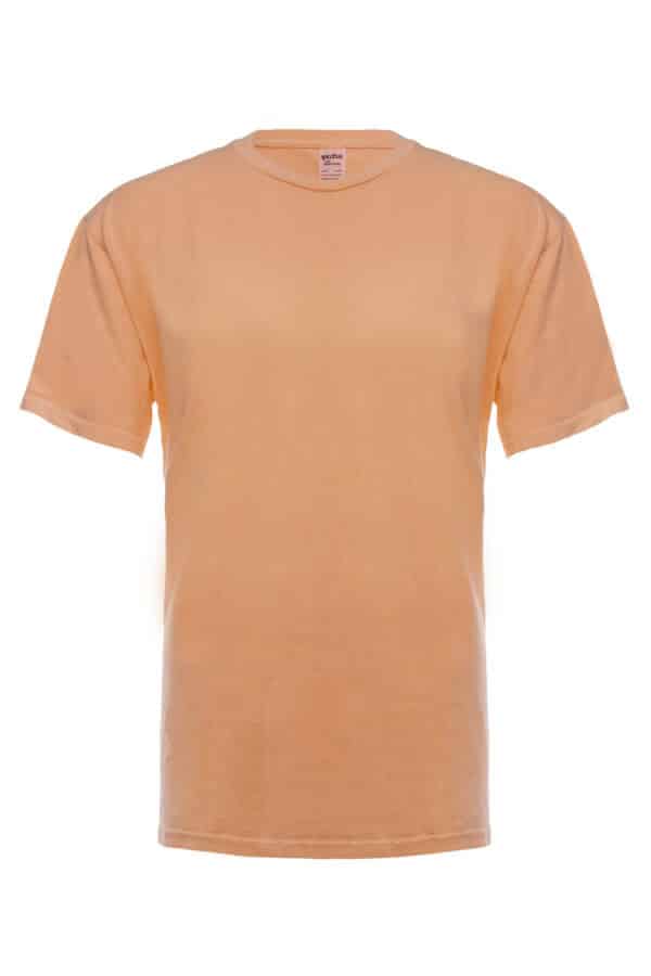 Neon orange SpectraUSA garment dye T-shirt front view, vibrant color, soft fabric, casual fit, ideal for customizing or everyday wear.