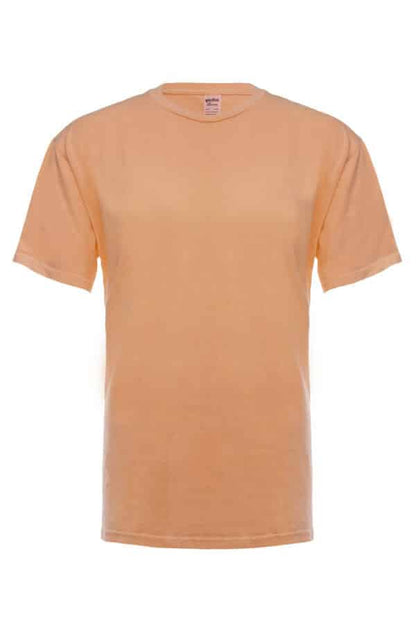 Neon orange SpectraUSA garment dye T-shirt front view, vibrant color, soft fabric, casual fit, ideal for customizing or everyday wear.