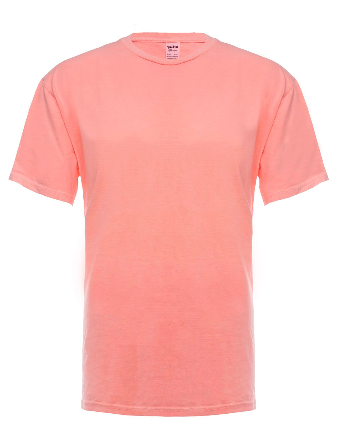 SpectraUSA neon pink garment dye T-shirt front view showcasing vibrant, colorful dye on casual tee.