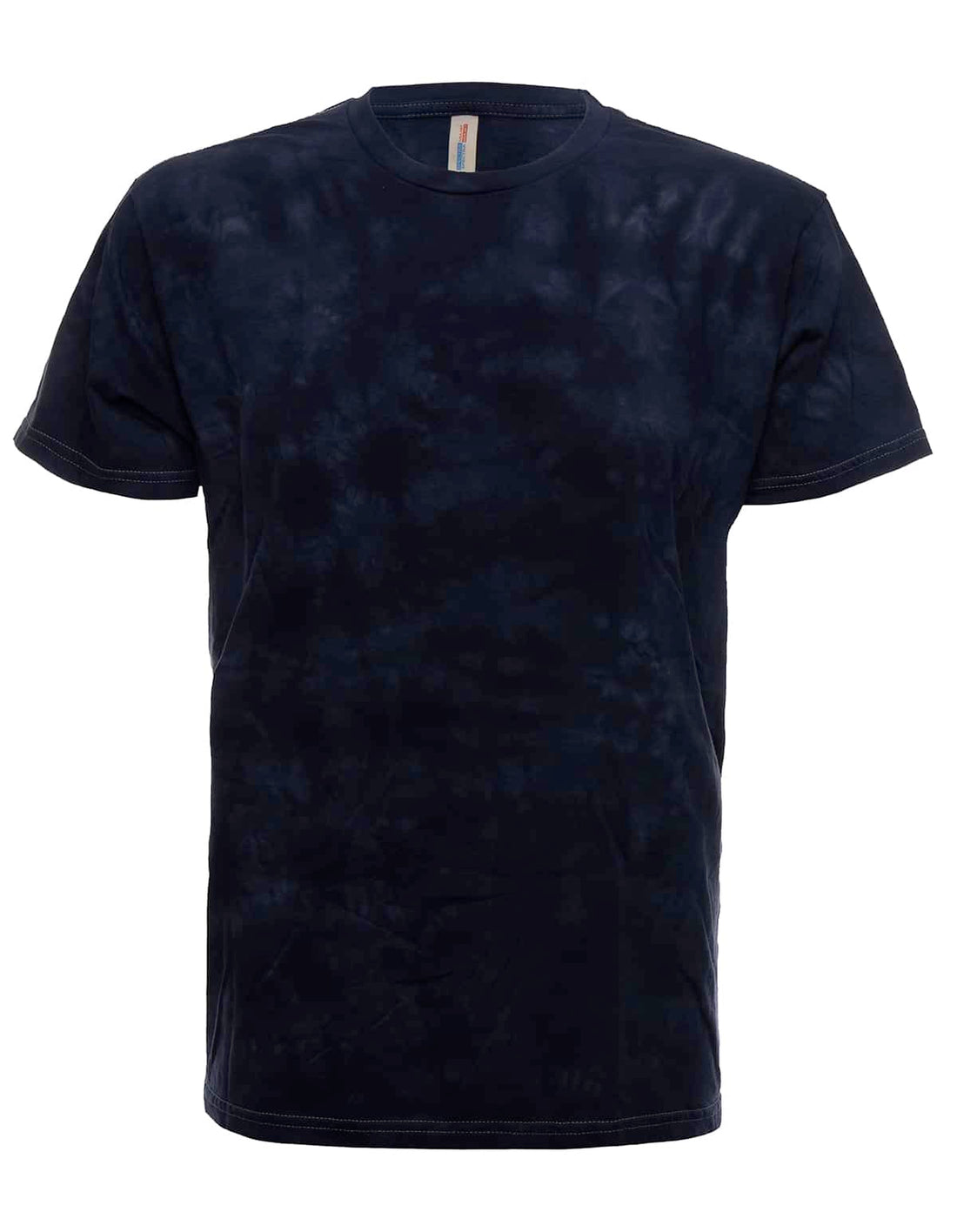SpectraUSA Cloud Wash Ocean tie-dye T-shirt with front view, showcasing vibrant blue and white cloud pattern on soft cotton tee