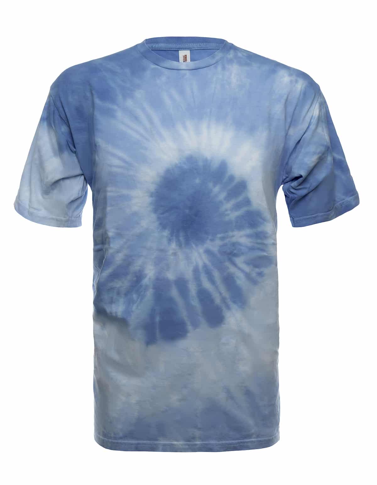 SpectraUSA Sky Multi Spiral Tie-Dye T-shirt featuring a vibrant spiral design on front, casual and colorful tee for everyday wear.