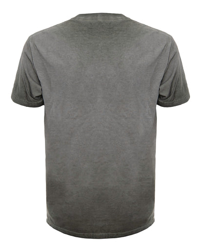 Back view of a teal tee from SpectraUSA featuring an Oil Wash Thyme design printed on the back.