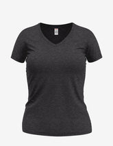 Charcoal black Heather Wonder V-Neck women’s top by SpectraUSA, front view showing soft fabric and V-shaped neckline.