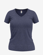 Navy-black Heather Wonder V-Neck top for women by SpectraUSA, front view showing soft fabric and classic V-neck style.