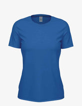 Women’s royal heather Club Crew T-Shirt by SpectraUSA, front view showcasing casual fit and soft fabric.