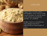 Spice Wheel ginger powder in a jar, showing fine, powdered ginger with a warm, light brown color on a neutral background.