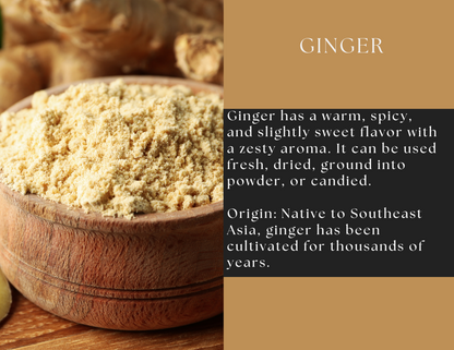 Spice Wheel ginger powder in a jar, showing fine, powdered ginger with a warm, light brown color on a neutral background.
