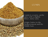 Glass jar of Spice Wheel cumin powder with a clear label, showcasing the aromatic ground cumin in a clean, transparent container.