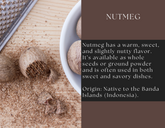 Glass jar of ground nutmeg from Spice Wheel, showing the spice&