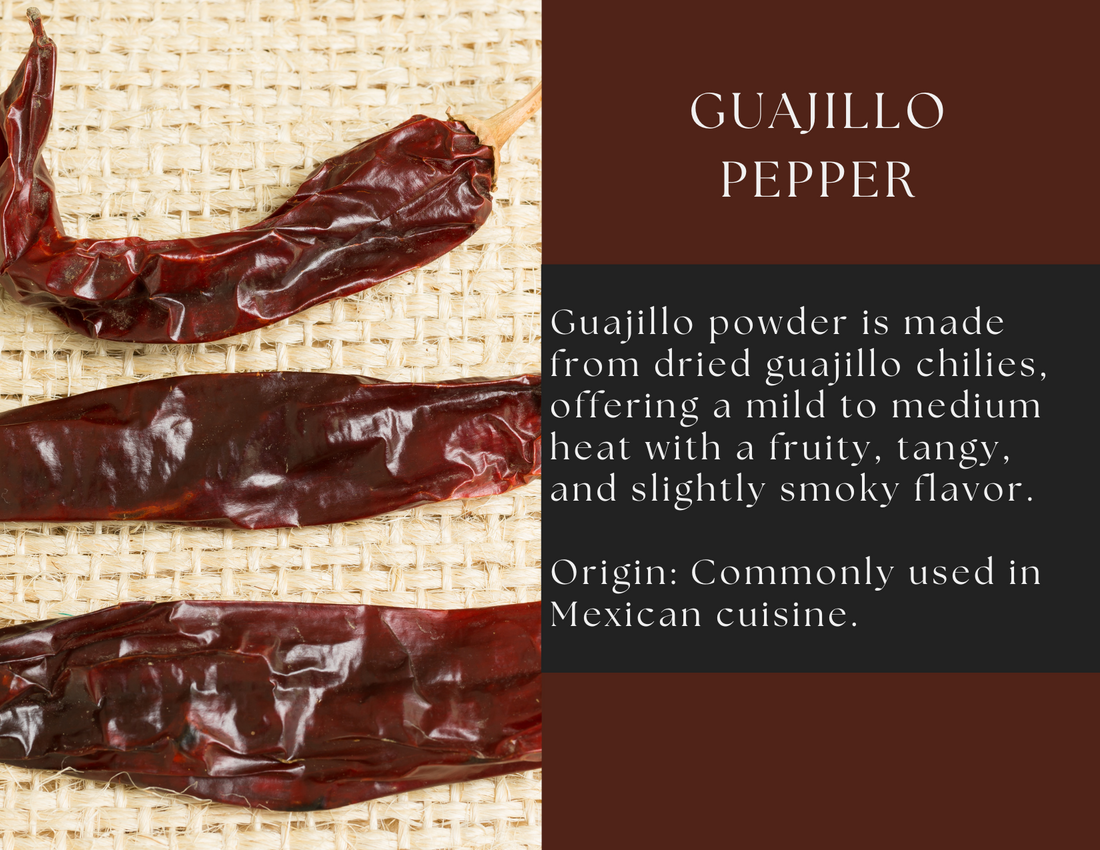 Glass jar of Spice Wheel Guajillo Powder with red chili flakes inside, showcasing vibrant red chili powder for cooking and seasoning.