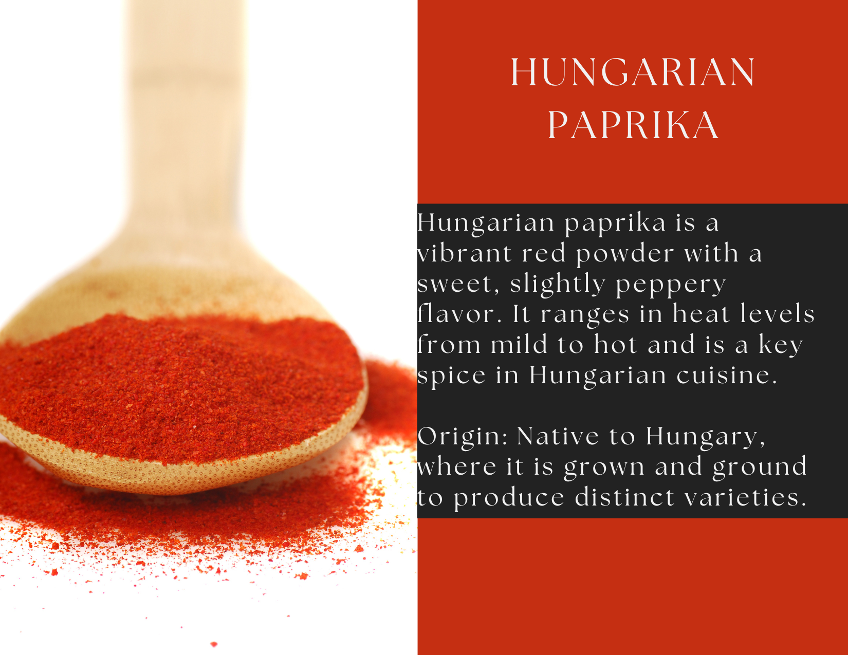Hungarian paprika in a glass jar from Spice Wheel, vibrant red ground spice perfect for cooking and seasoning.