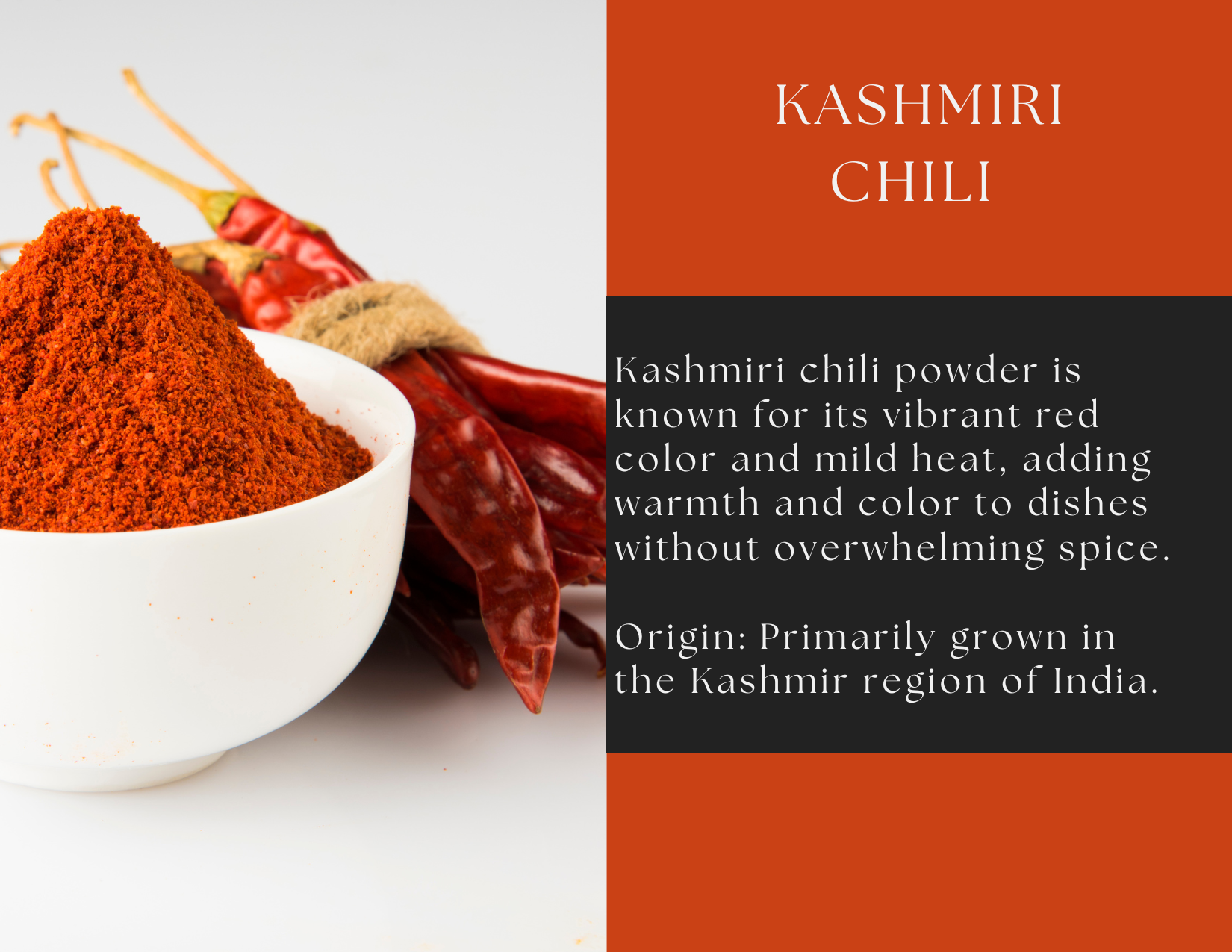 Glass jar of Spice Wheel Kashmiri Chili with vibrant red dried chili peppers inside.