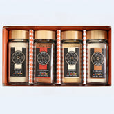 Spice Wheel Cozy Sugar Gift Set with vanilla, cinnamon, ginger, and caramel spice blends in a 4-pack.