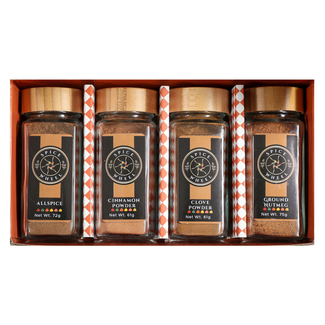 Spice Wheel Sweet Baking 4 Pack Starter Kit with colorful spice jars for baking and dessert recipes.