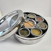Italian Spice Wheel, a colorful spice wheel with labeled sections of Italian herbs and spices, used for flavoring dishes.