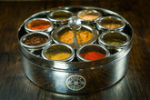 Mexican Spice Wheel showing colorful spice segments on a circular spice guide for cooking and seasoning.