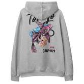 Yūjin Clothing koi fish hoodie featuring a detailed koi fish design on soft fabric, perfect for casual wear.