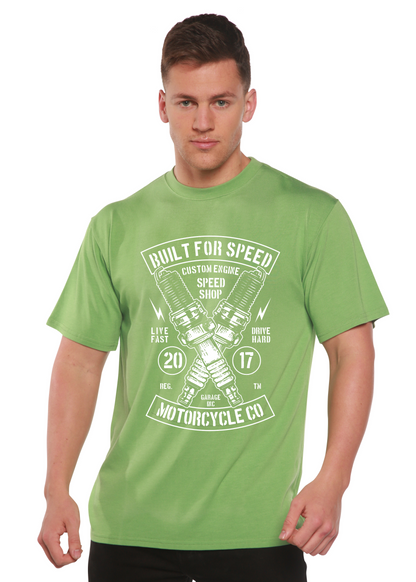Mens Spun Bamboo graphic T-shirt made from bamboo viscose and organic cotton, featuring a stylish printed design on the front.