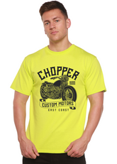 Mens printed graphic T-shirt by Spun Bamboo featuring bamboo viscose and organic cotton, with a colorful, modern design.
