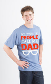 Mens printed T-shirt by Spun Bamboo featuring "My Favorite People Call Me Dad" graphic in bamboo viscose and organic cotton fabric.